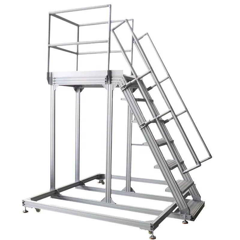 

aluminum assembly stairs&platform custom aluminum strut Step Profiles with safety handrail