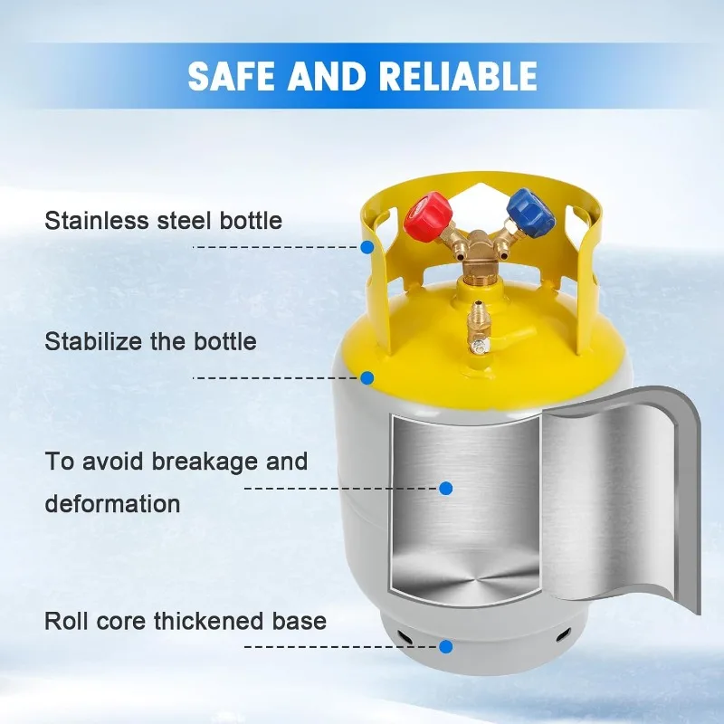 30 LB Refrigerant Recovery Tank for R12, R22, R134A, R410A Refrigerant with 1/4 SAE Y-Valve Liquid/Vapor Reclaim Tank AC Freon