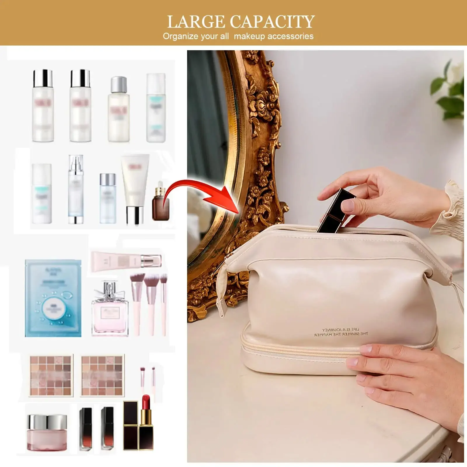 Cosmetic Bag Multifunctional Double Layer Cosmetic Bag Large Capacity Organizer Portable Outdoor Business Travel Wash Bag