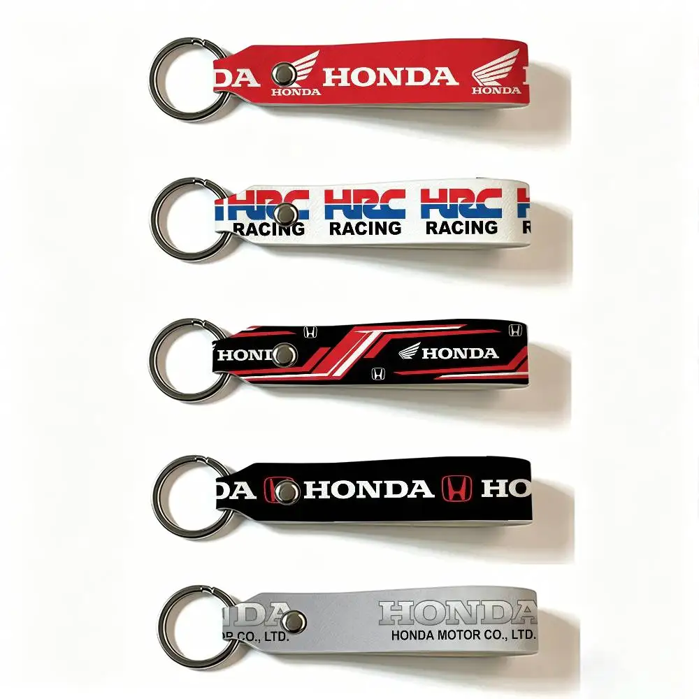 Motorcycle HONDA PU Leather Keychain Minimalist Key Holder Durable Key Organizer Car Keys Bag Accessories Gift