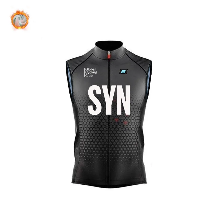 2025 SYN rompi bersepeda musim dingin, jaket bersepeda tanpa lengan tahan angin bulu domba pakaian sepeda MTB