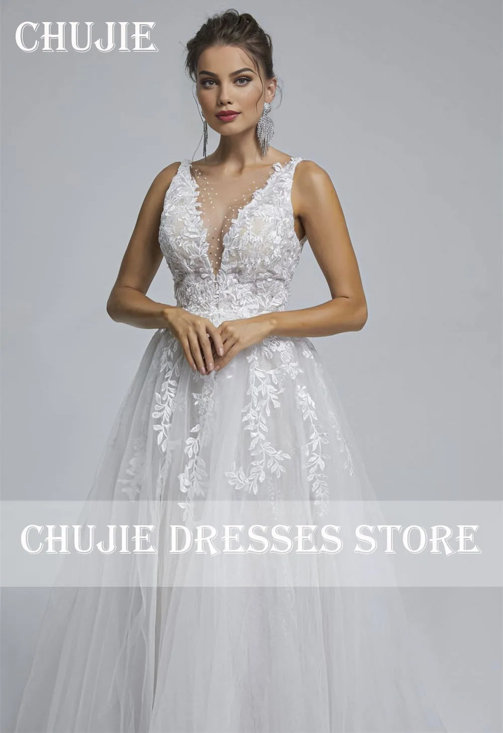 Profundo decote em v rendas apliques vestidos de casamento feminino uma linha plissado vestidos de noiva elegante personalizado vestido de noiva novia