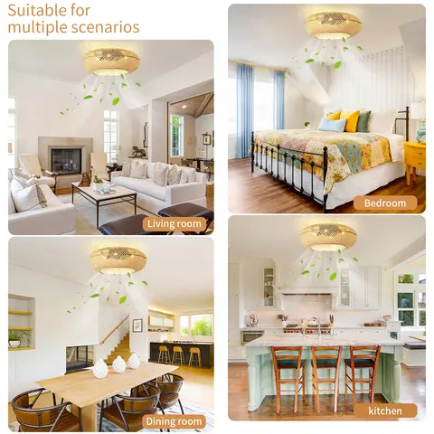 रिमोट कंट्रोल के साथ बांस से बुना हुआ लैंपशेड सीलिंग लाइट, E26 * 4 प्रकाश स्रोत, लिविंग रूम और बेडरूम के लिए फैन सीलिंग लैंप 10 best sales छत प्रकाश कवर - №6