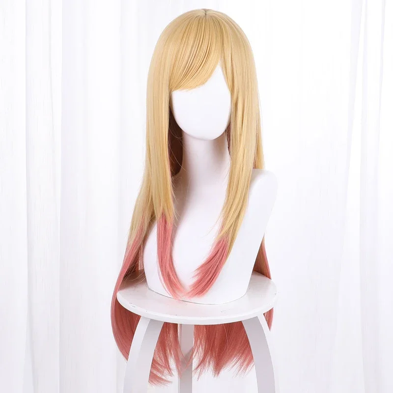 Anime My Dress-Up Darling Marin Kitagawa Cosplay Wig Yellow Pink Gradient Hair Long Straight Hair Kawaii Cute Halloween Carnival