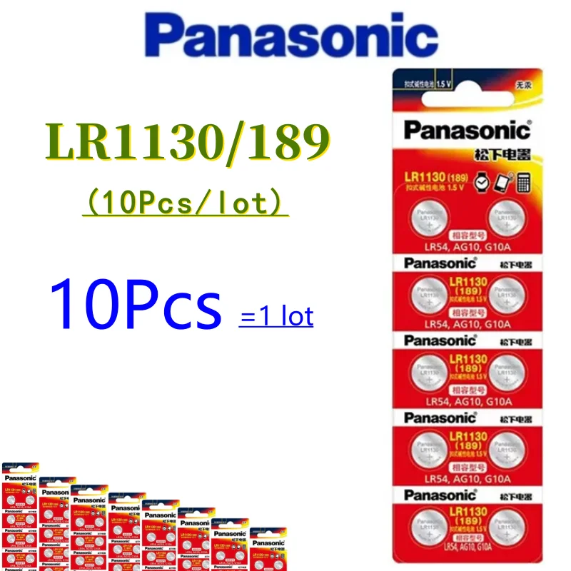 10Pcs Original Panasonic LR44 LR41 LR1130 AG13 ag10 189 L1154 A76 357a lr44 LR44 Children's Toy Lamp AG13 Button Batteria