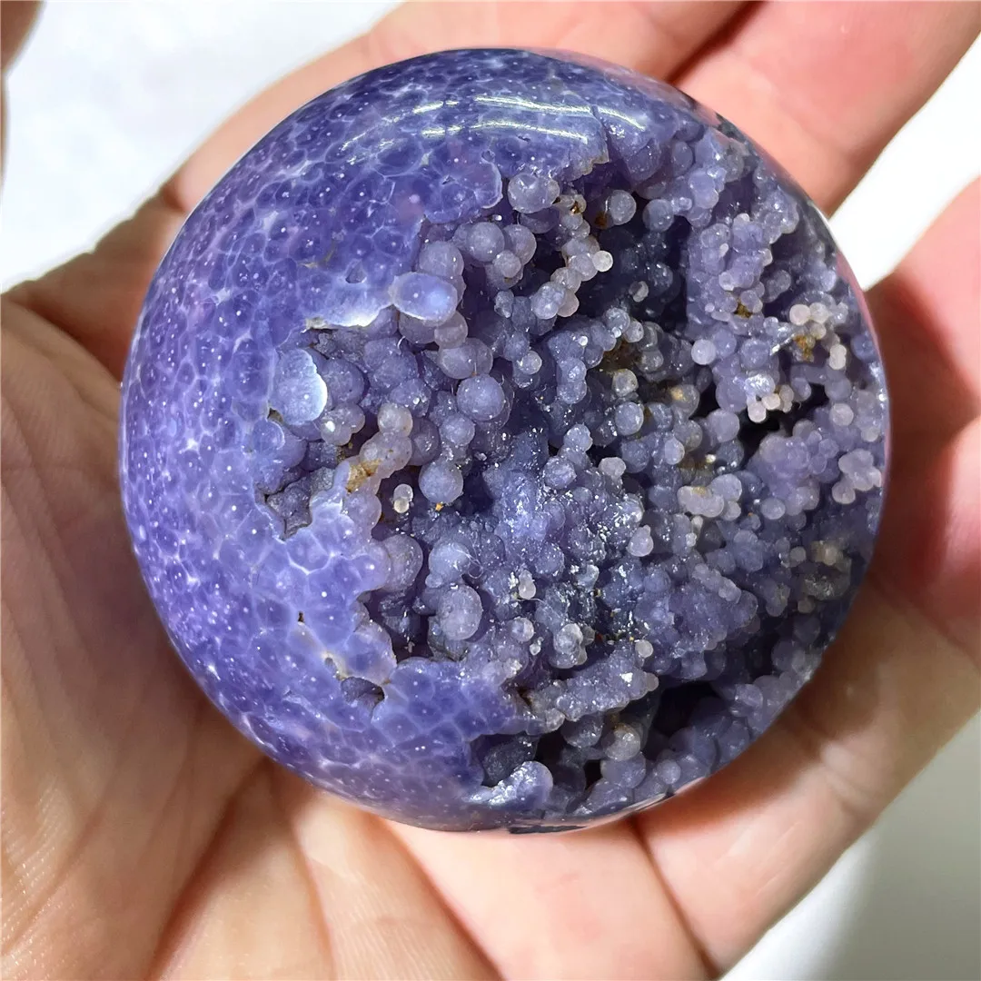 6-8CM Natural Raw Gemstone Purple Prehnite Crystal Cluster Drusy Grape Agate Mineral Ball Charm Decorative Rocks Indie Jewelry