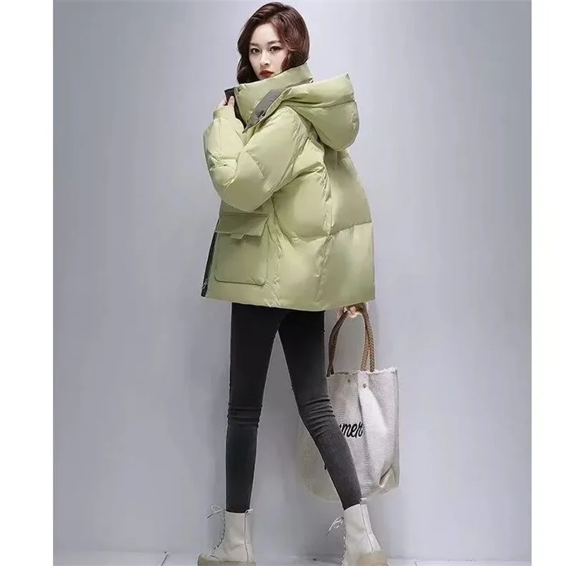 Jaket mantel parka wanita, atasan Luaran parka Korea hangat roti musim dingin 2025