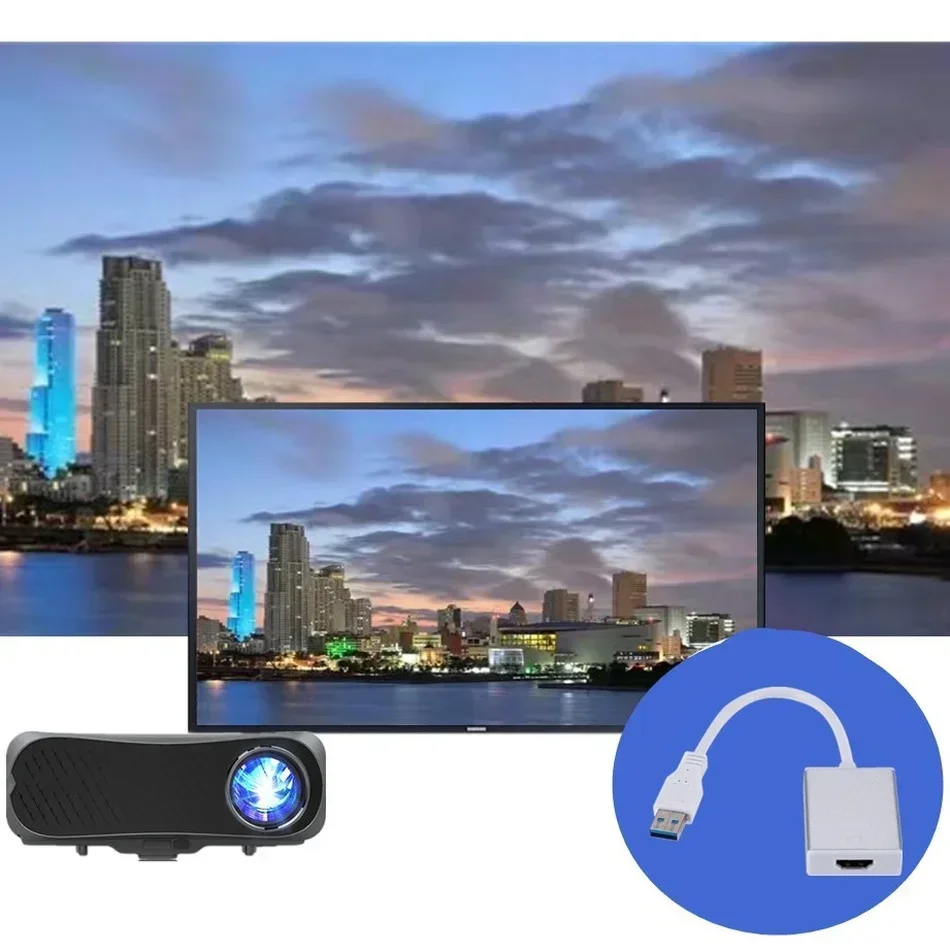 1080P 60HZ HD แบบพกพา USB 3.0 ถึง HD Audio Video Adapter สายแปลงความเร็วสูง 5 Gbps สําหรับ Windows 7/8/10 PC