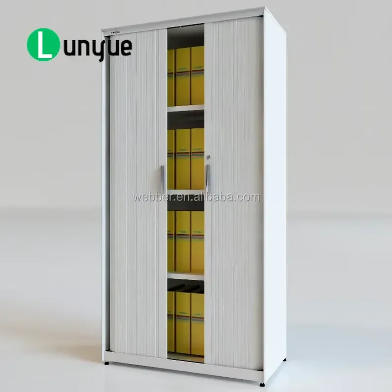 Metal Rolling Shutter Door Filing Cabinet Office Storage Cupboard with Lock Secure Document Organizer for Home Business Use