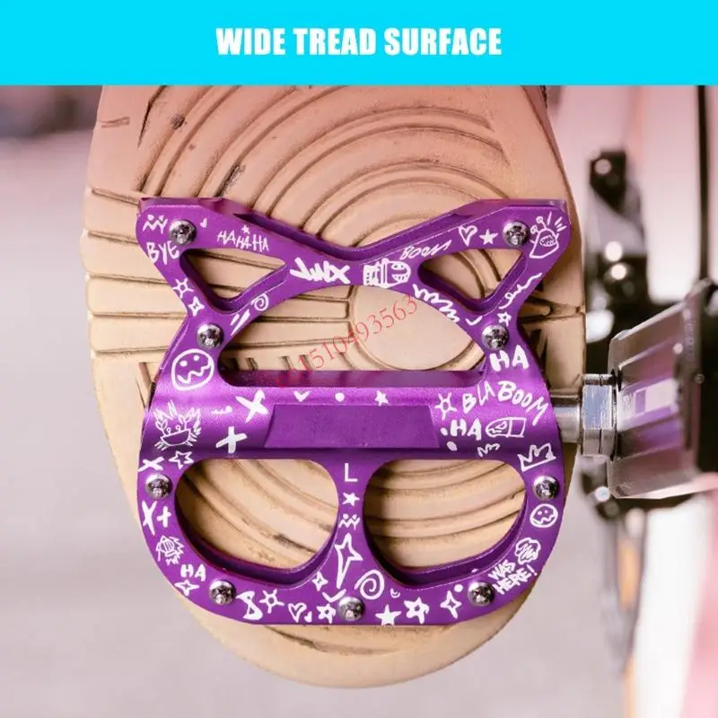 

448C Light weights Bicycles Cats Platform Flat Pedals 3 Bearings Bike Pedals