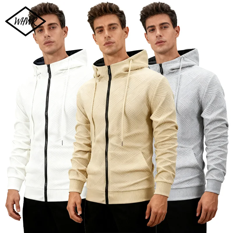 

Осень/зима 2022, мужская однотонная толстовка на молнии с повседневным стильным прочным верхом и рукавами реглан, толстовки, мужская толстовка