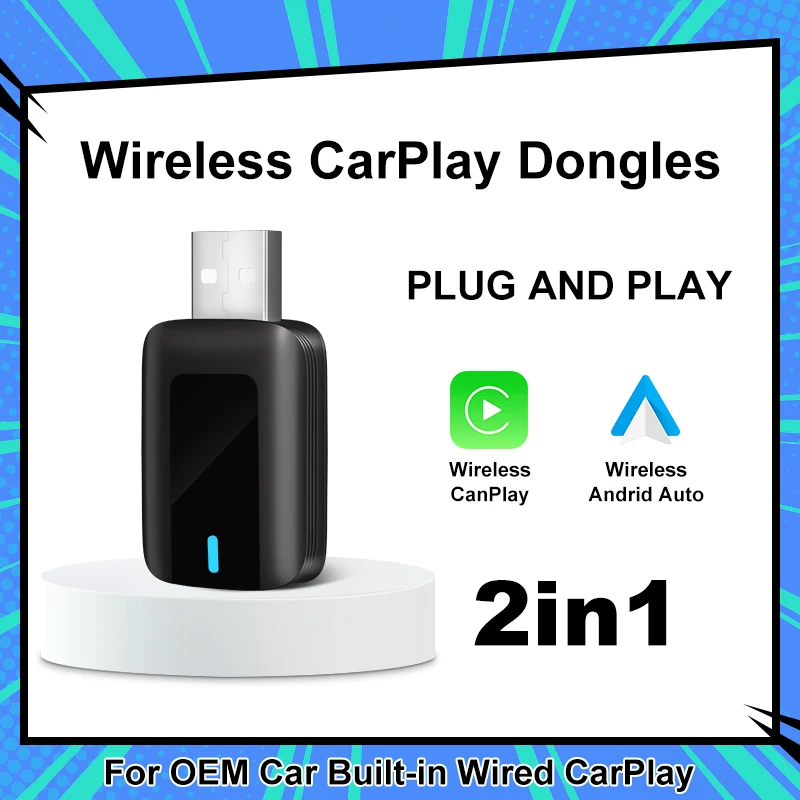 FLIXIVI CarPlay Wireless Adapter Android Auto To USB car play Wireless Intelligent Systems Wireless Adapter Mini AI Box for Car