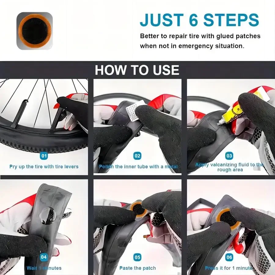 مجموعة أدوات إصلاح إطارات الدراجة الجديدة، رقاقات الإطارات، فيلم الطحن، المخل، أدوات متعددة الوظائف لمجموعة إصلاح رقعة الإطارات لركوب الدراجات #2