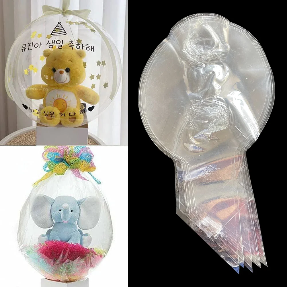 10pcs 9.5cm Wide Neck Bobo Balloons Clear Bubble Ballon Transparent Balloon for Stuffing Toys 24inch