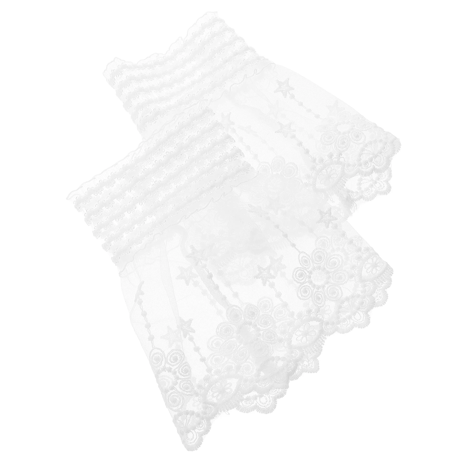 الدانتيل المعصم الكفة الأكمام كاذبة النسيج H الأصفاد للنساء اللون الأبيض 3D الأزهار الزينة مادة القطن مريحة