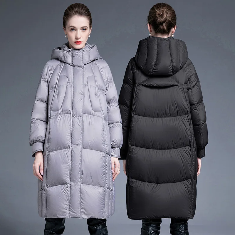 

Luxury Brand High Quality White Duck Down Puffer Jacket Women's Winter Warm Down Jacket Hooded Thick Windproof Snow Jacket Trend