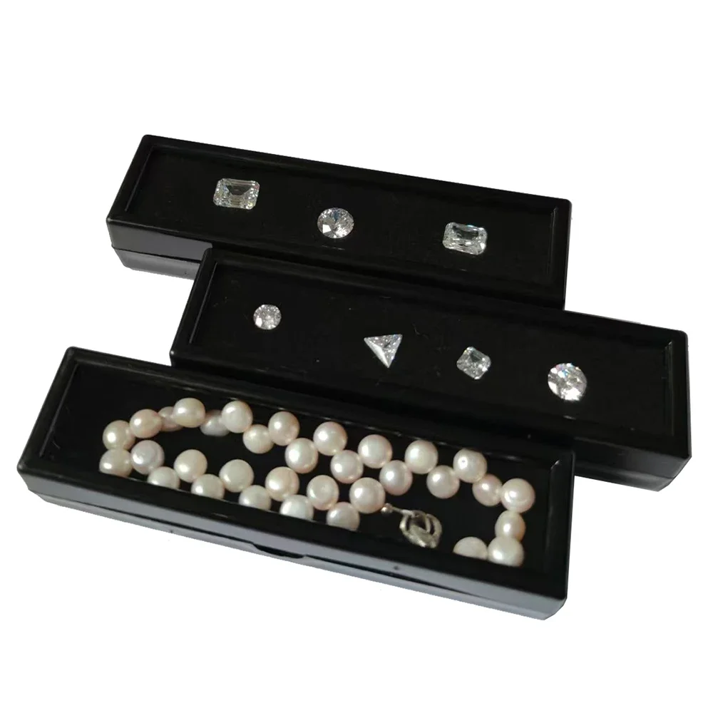 Black Bracelet Jewelry Storage Box Diamond Pendant Organizer Beads Gems Display Case Long Ring Earring Gemstone Packaging Box