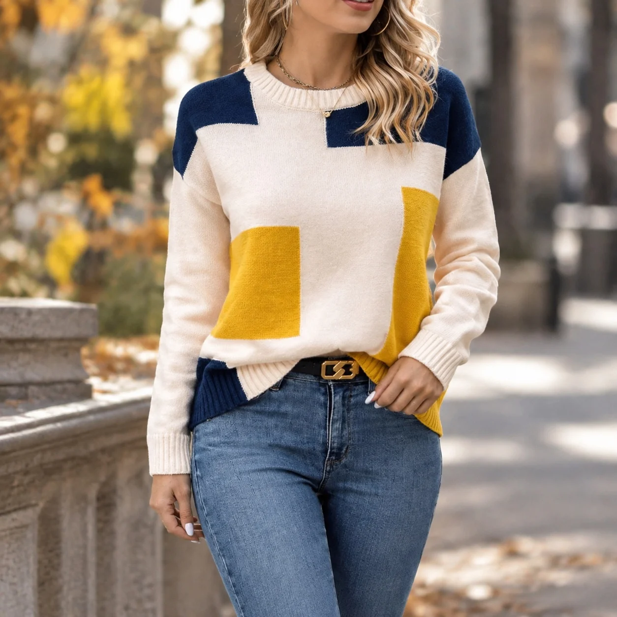Pullover Round Neck Sweater Relaxed Fit Casual with Ordinary Length Japanese Korean Casual Autumn Thick Single Women Sweater