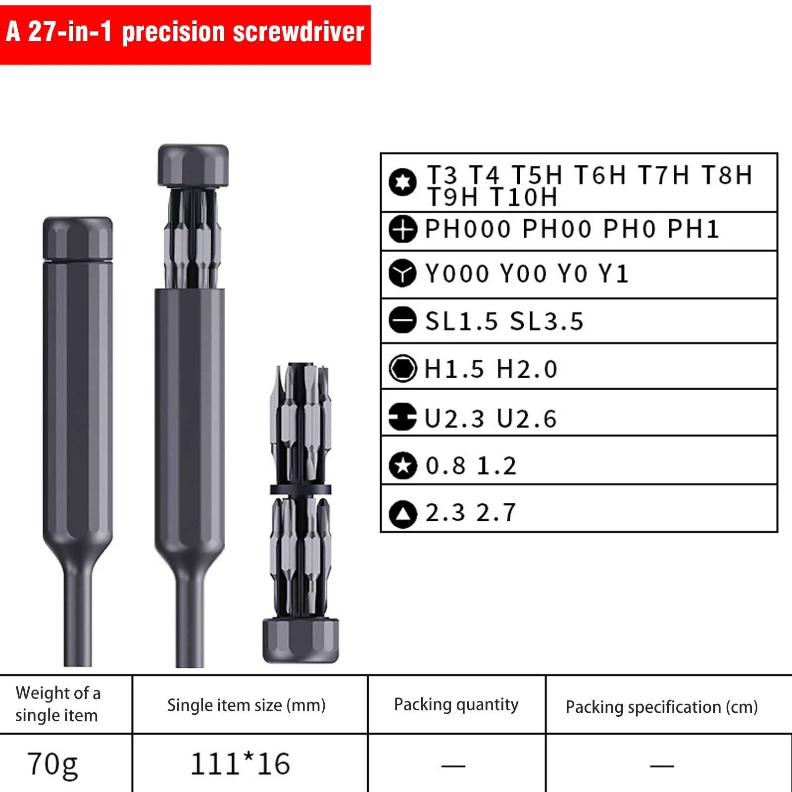 Precision Screwdriver Set 27 in 1 Home Mini Portable Cross Head Magnetic Screwdriver Head Mobile Phone Computer Repair Tool New