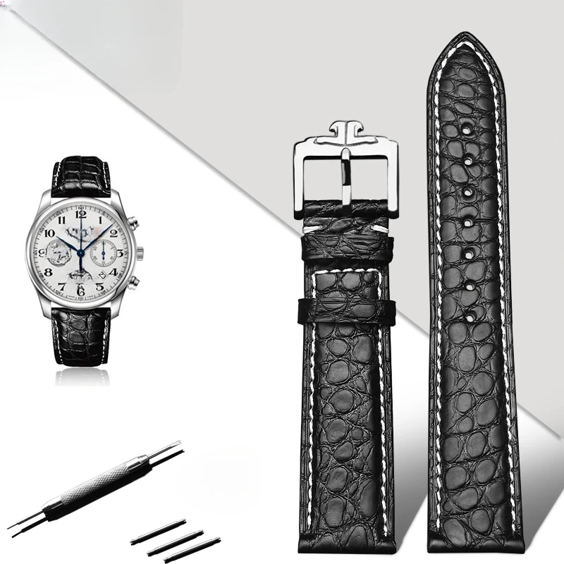 Leather Watch Strap for Jaeger-LeCoultre Moon Phase Dating Clown Master Pin Buckle Butterfly Buckle 20/21/22mm Alligator band