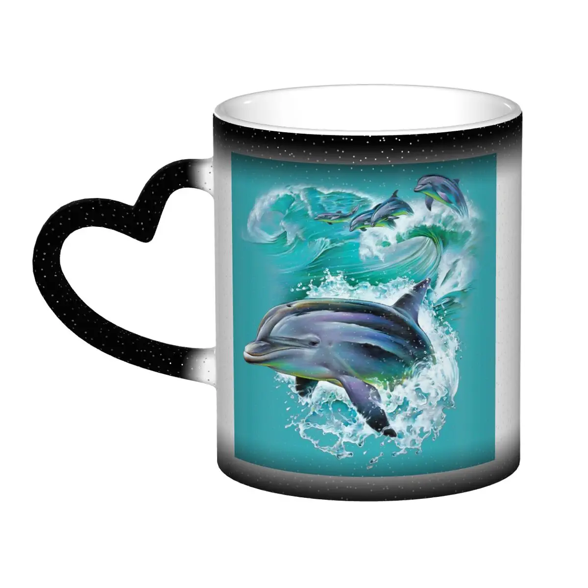 

Кружка «Дельфины ловля волн», забавные керамические кофейные чашки, чайные кружки, чашка для молока, посуда для напитков, подарок для женщины и мужчины