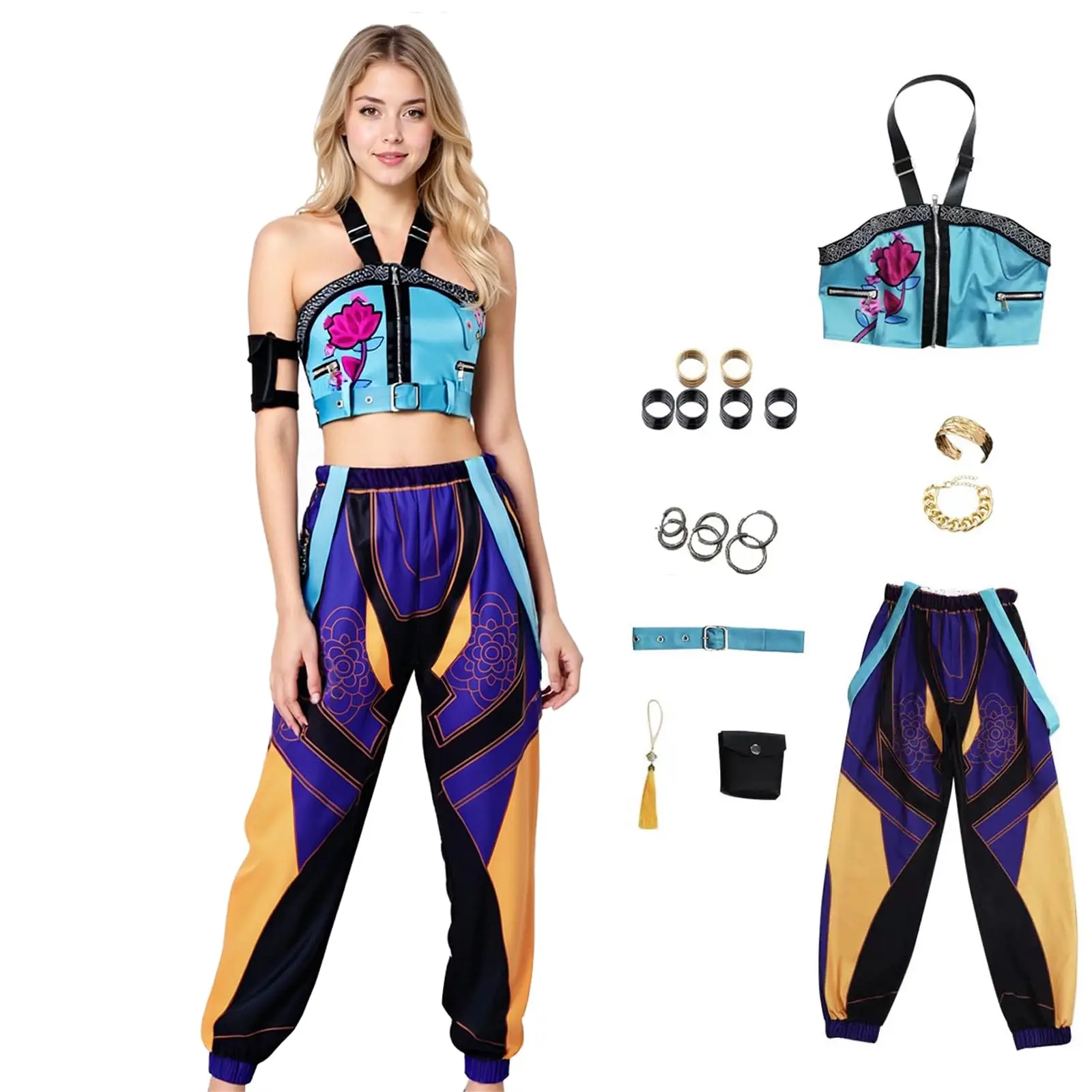 

KPop Demon Hunters Costume Zoey Rumi Mira Cosplay Pop Singers Womens Halloween Outfits with Accessories