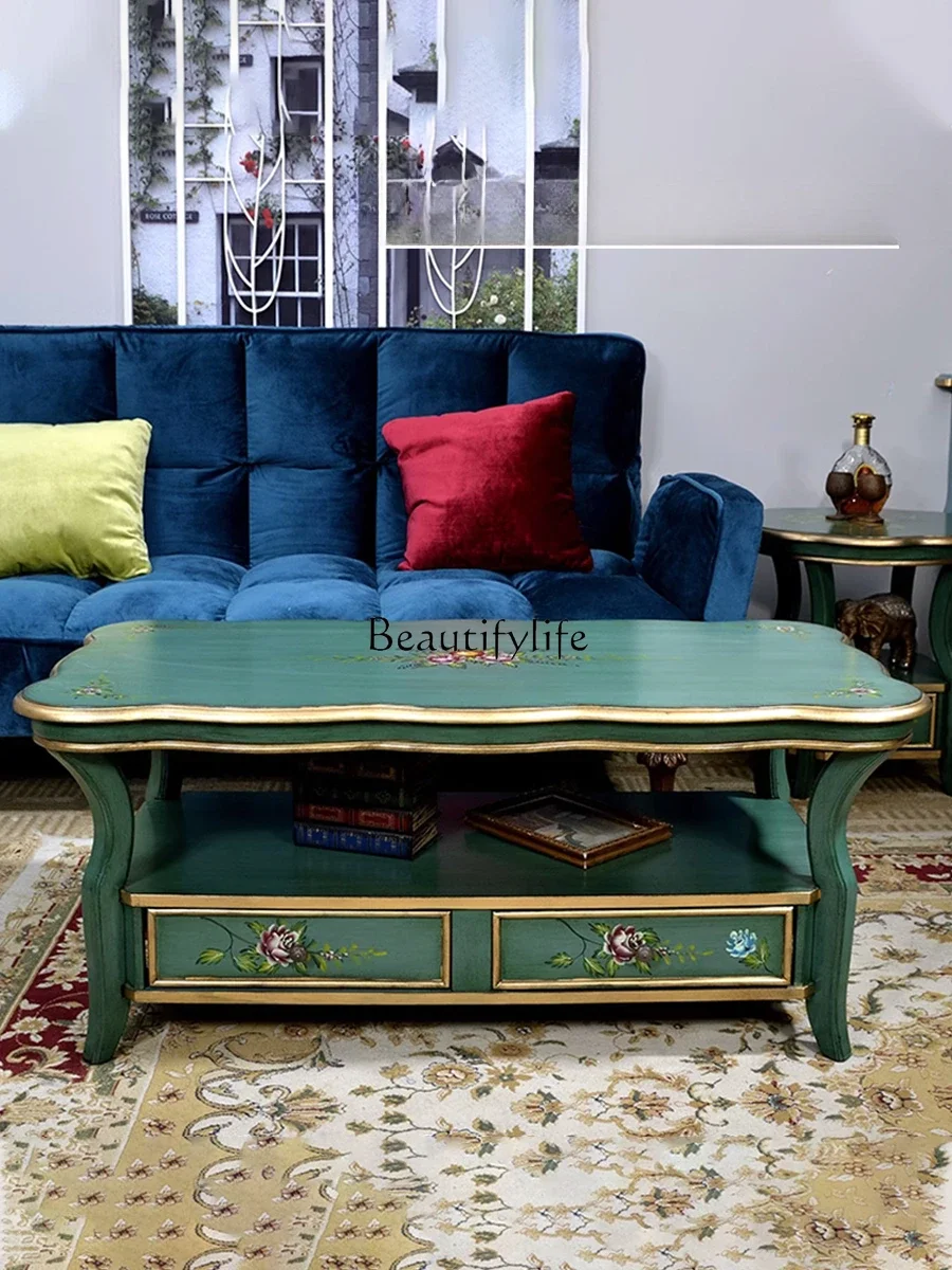 

pg45pg45American Country Solid Wood Coffee Table Small Table Light Luxury and Simplicity Tea Table Painted Vintage Furniture