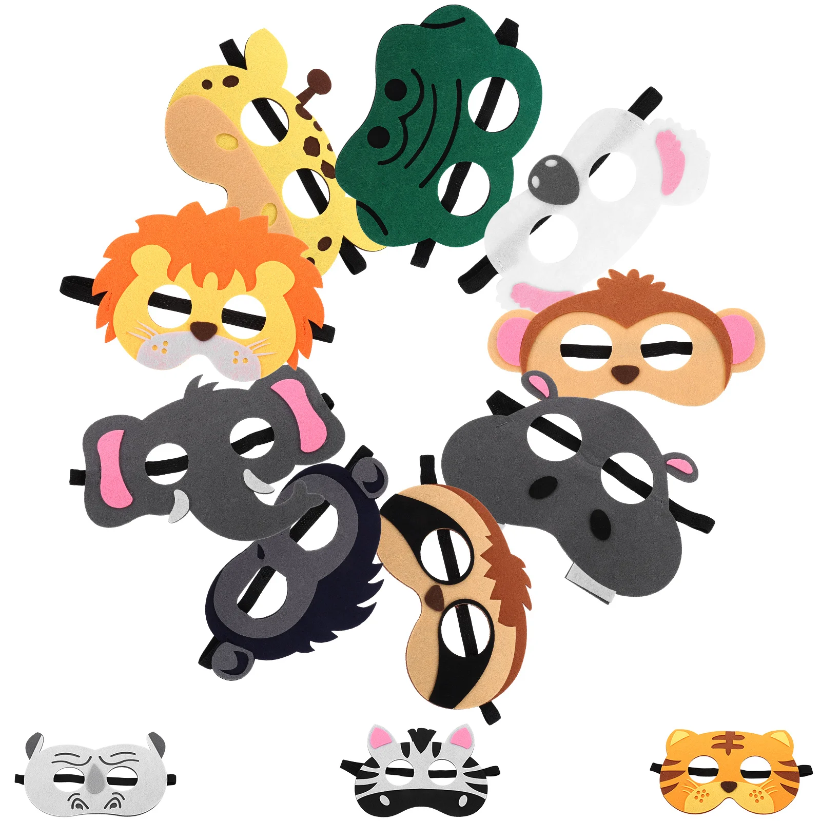 

12Pcs Children Felt Mask Cartoon Animal Halloween Cosplay Party Decorative Reusable Masks