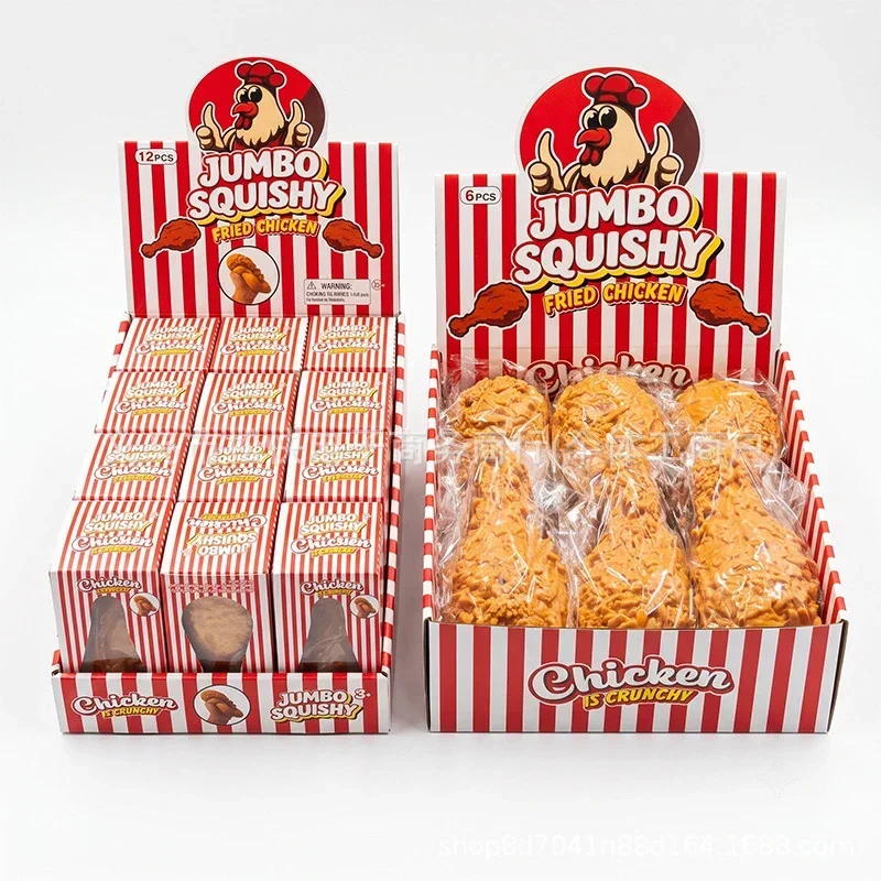 1/2 Stück Simuliertes Brathähnchen-Beinchen Squishy-Spielzeug, langsam aufsteigend, realistisches Lebensmittel-Squeeze-Fidget-Spielzeug, Stressabbau-Geschenk für Erwachsene – Detail 2