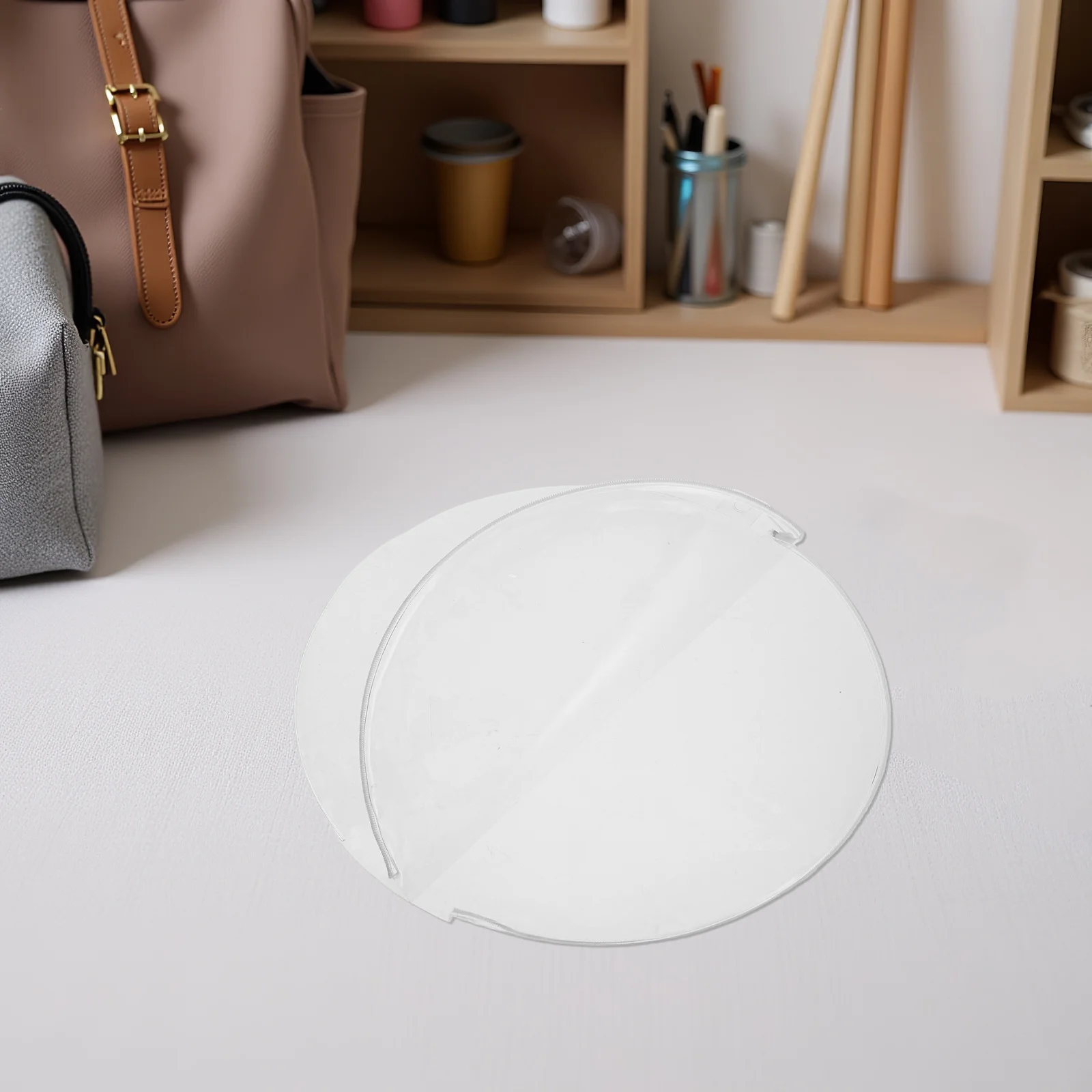 

13x12 PVC Hand Fan Dustproof Cover Clear Lightweight Plastic Sleeve Round Folding Fan Protector Pouch Folding Hand Fans Cover