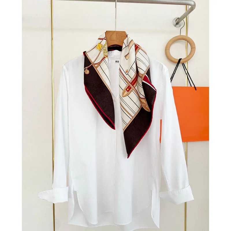 70% 울 30% 실크 여성용 스카프 - 패셔너블하고 우아하며 따뜻한 머리 스카프, 자카드 패턴, 65*65cm