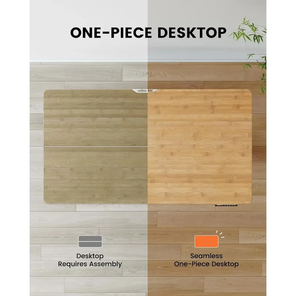 Stehpult mit einteiligem Bambus-Desktop, verstellbarem Stehpult für Zuhause und Büro, elektrischer Computer-Schreibtisch-Workstation