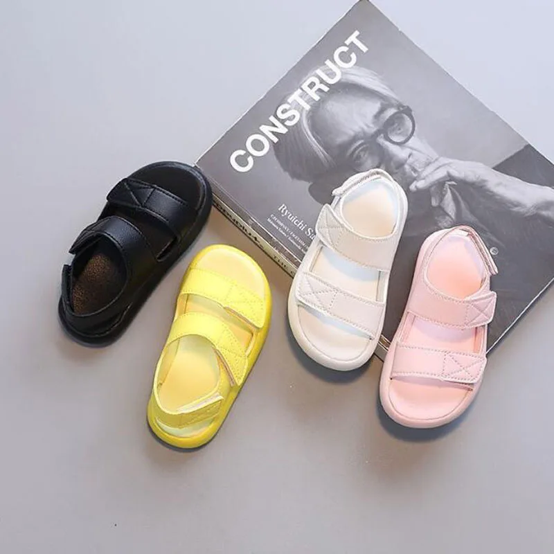 Summer New Children Sandals Baby Pure Color Candy Color Sandals Boys Girls Fashion Breathable Beach Sandals