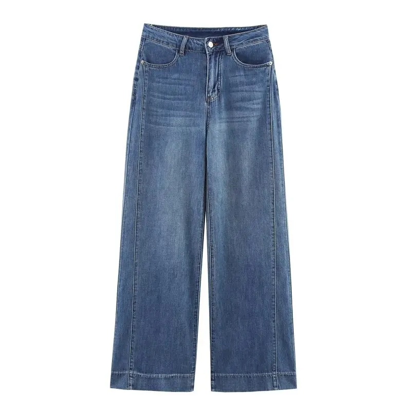 Hoge taille wijde pijpen ultradunne stof jeans lange broek dames Faion veelzijdige afslanken herfst nieuwe collectie casual Sle