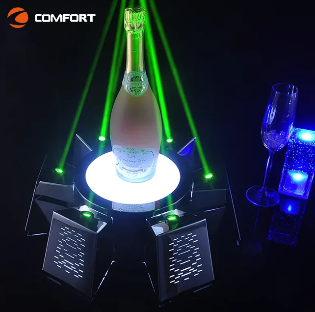 Custom LED Bottle Presenter Glorifier with Led Sign - Rechargeable Portable VIP Wine Champagne Display Stand