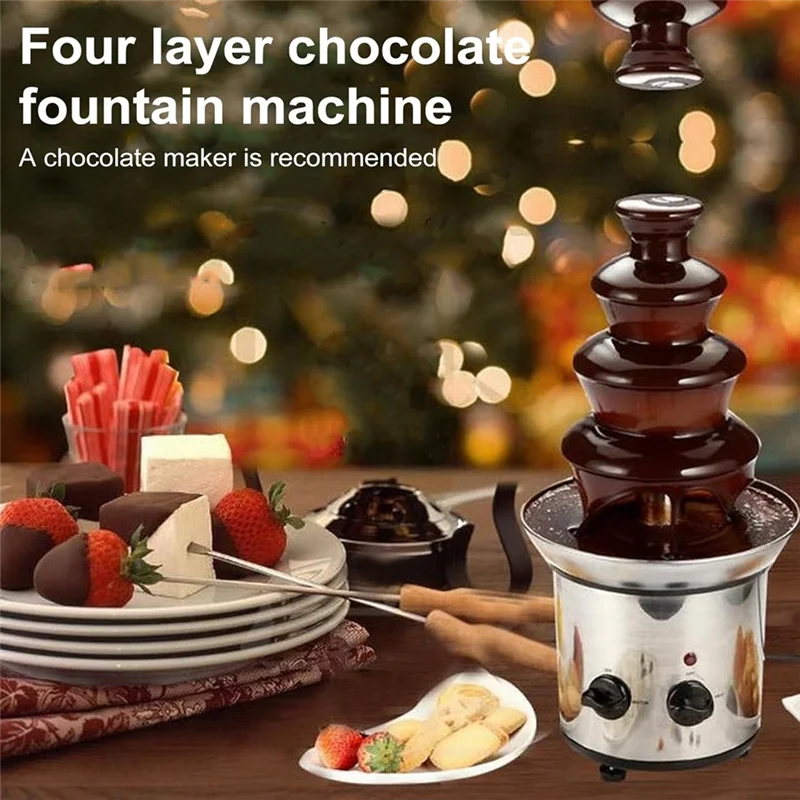 Máquina elétrica de fonte de fondue de chocolate a88x, 4 camadas, reutilizável, derrete queijo, doces, chocolate, máquina para festas