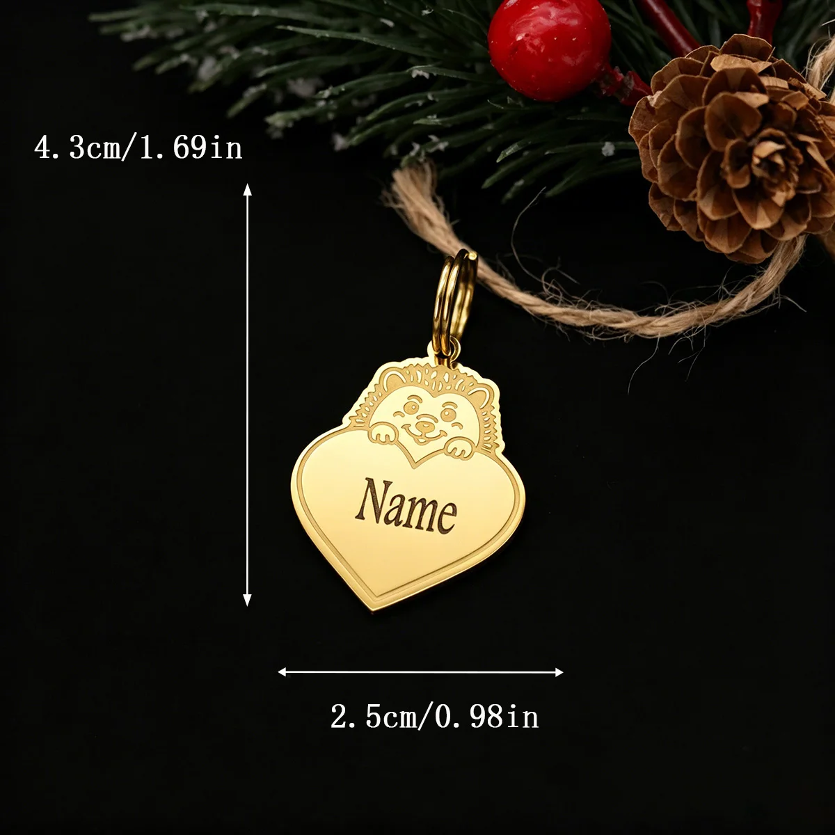 Stainless Steel Custom Engraved Hedgehog Heart Keychain Personalized Name Animal Keyring Backpack Accessories Present