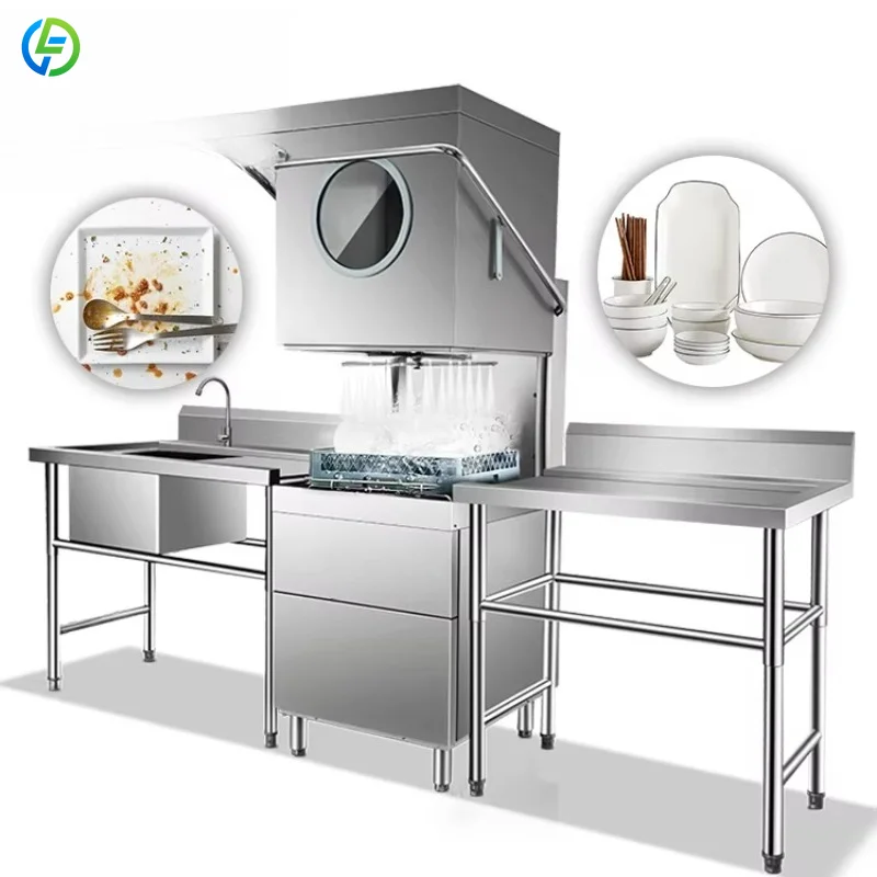 Customized Digital Control Commercial Dishwasher Energy Efficient Automated Hood-Type Commercial Dishwasher for Restaurants