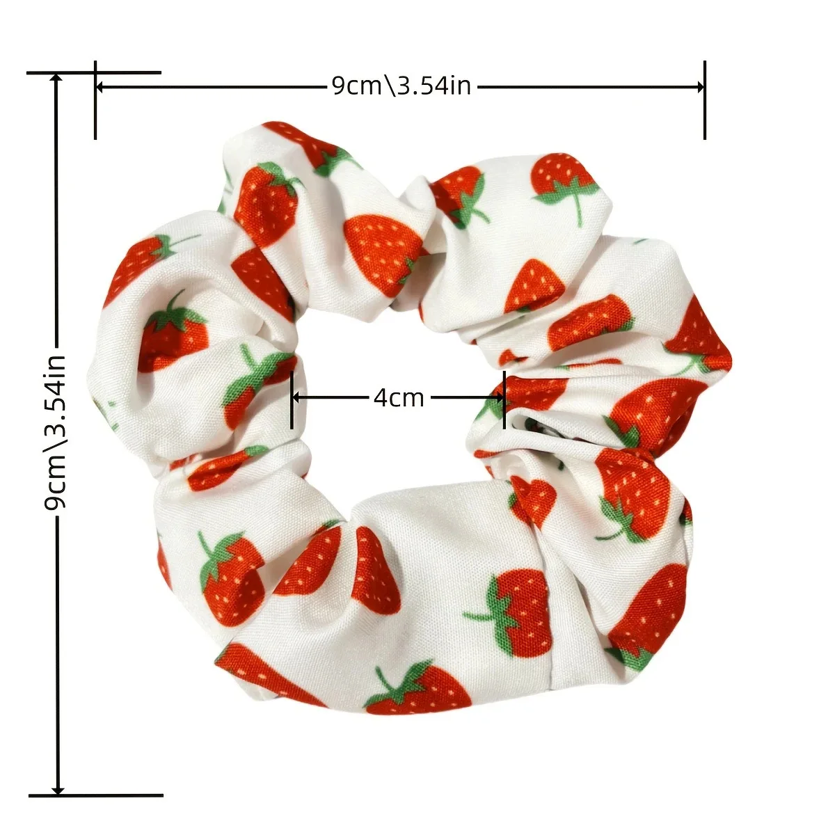 1pc/2pcs cute strawberry cherry print headband soft elastic large intestine hair ring, sweet female ponytail hair rope headpiece view 6
