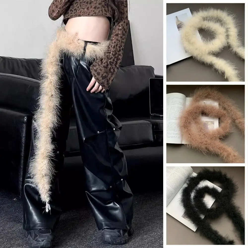 

Vintage Y2k Long Fur Waistband Punk Fluffy Fur Waist Belt Street Dance Hiphop Jeans Belt Decor