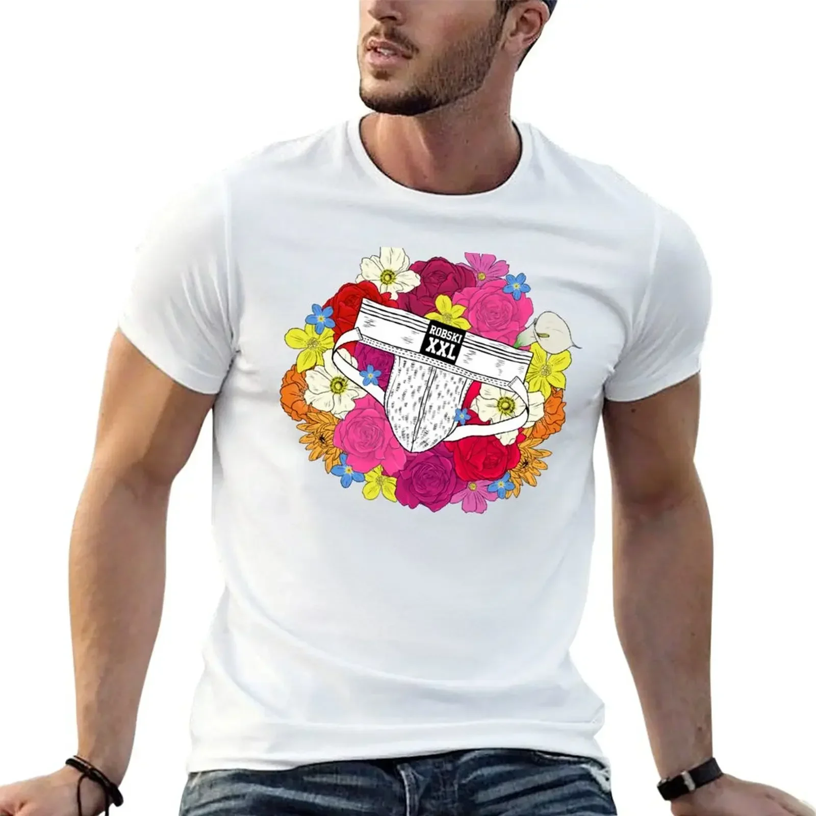 Floral Jock T-Shirt anime figures oversized t shirt vintage graphic tee mens t shirt graphic