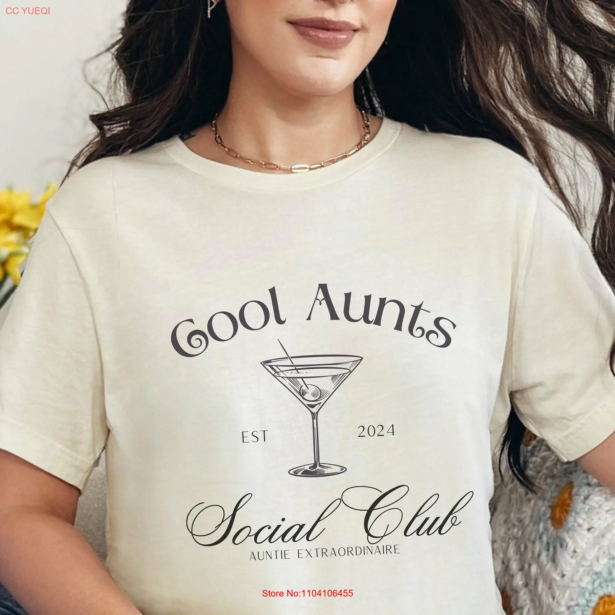 Cool Aunts Social Club T Shirt Favorite Auntie Baby Reveal Martini Lover Est 2024 Aunt long or short sleeves