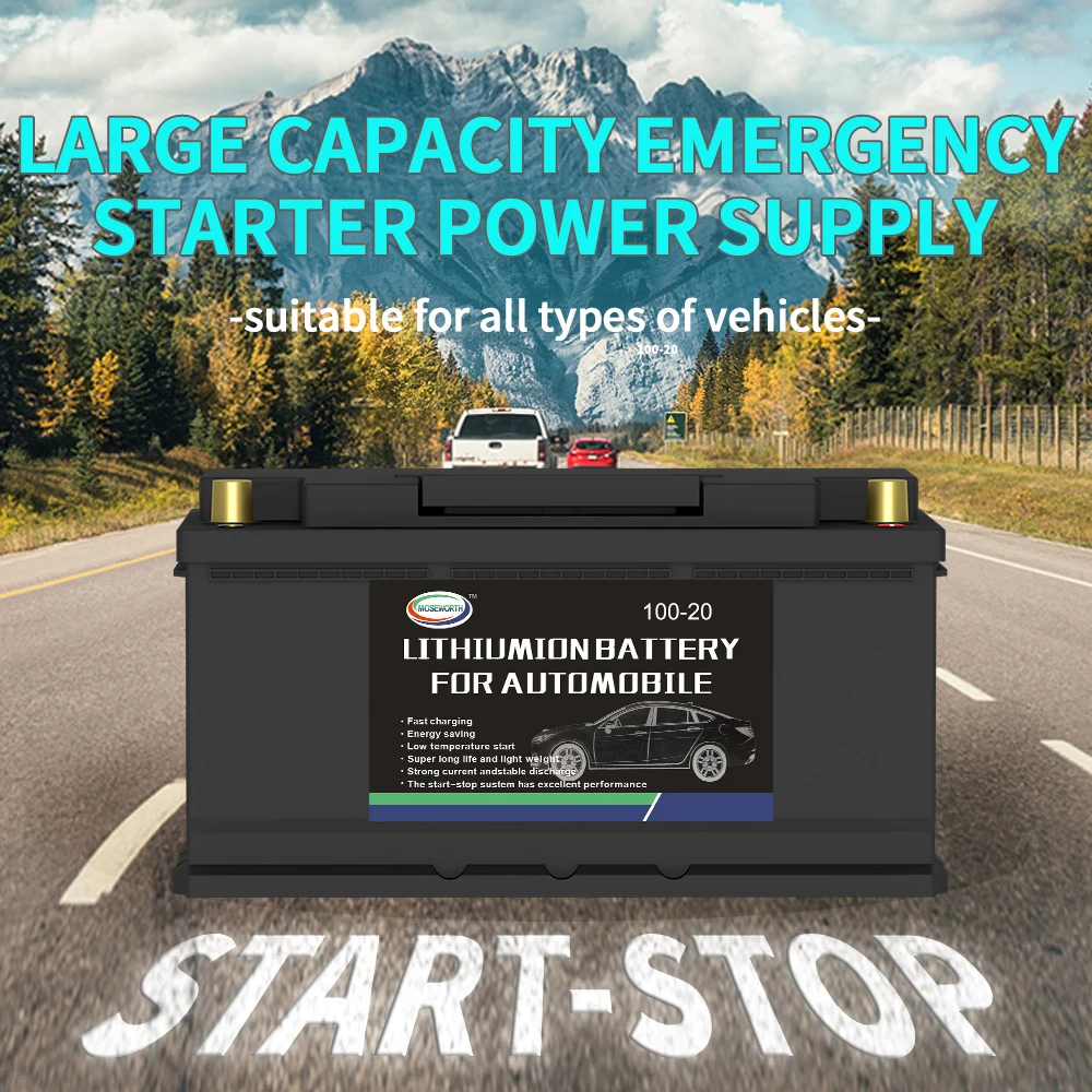 100-20 Automotive Car Battery LiFePO4 12V 100Ah 1900CCA Iron Phosphate Automobile Replacement Battery for Car SUV Sedan Truck