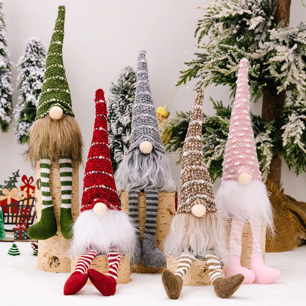 Christmas Faceless Doll Long-Legged Knitted Hat Gnomes Plush Elf Ornaments Merry Xmas Home Decoration 2024 Happy New Year Gift