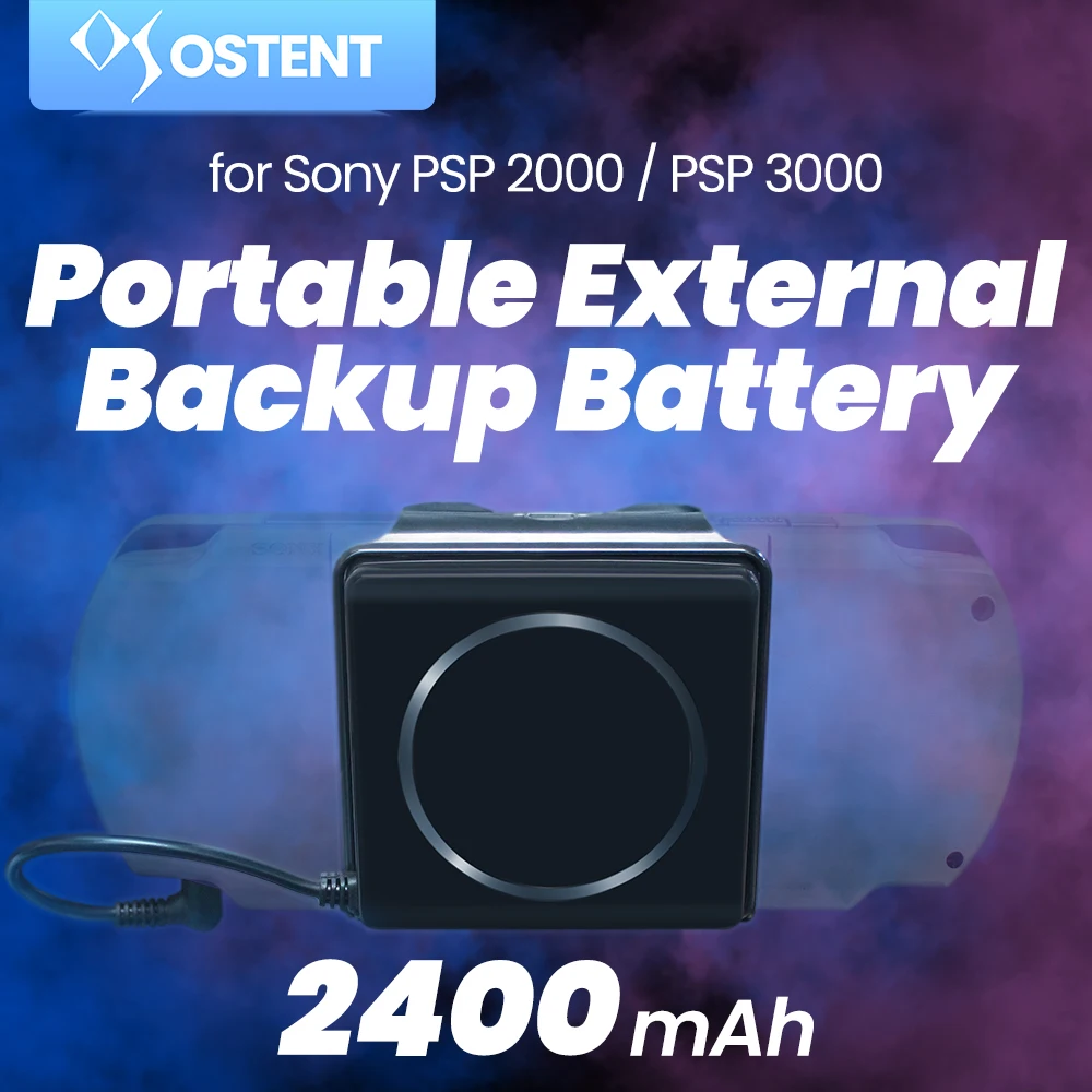 OSTENT 2400mAh External Battery Charger Power Bank Storage Pack for Sony PSP 2000 3000 Portable Battery for PSP 3000