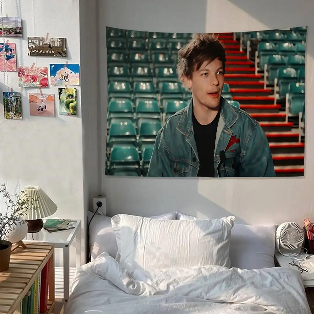 Singer L-Louis T-Tomlinson Music Colorful Tapestry Wall Hanging Hippie Flower Wall Carpets Dorm Decor Wall Art Decor