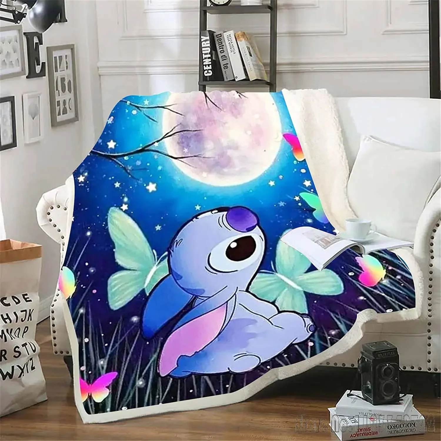 Stitch Blankets Cartoon Soft Skin-Friendly Children Nap Various Size Cute Printed Luxury Winter Fluffy Throws