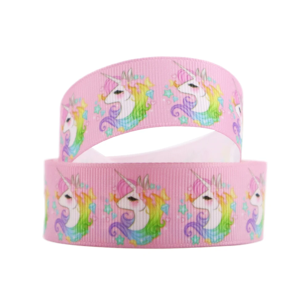 5 Yards Multi Size Unicorn Candy Printed Grosgrain Ribbon For Gift Wrapping DIY Hair Bow Christmas Party Decoration,5Yc9695