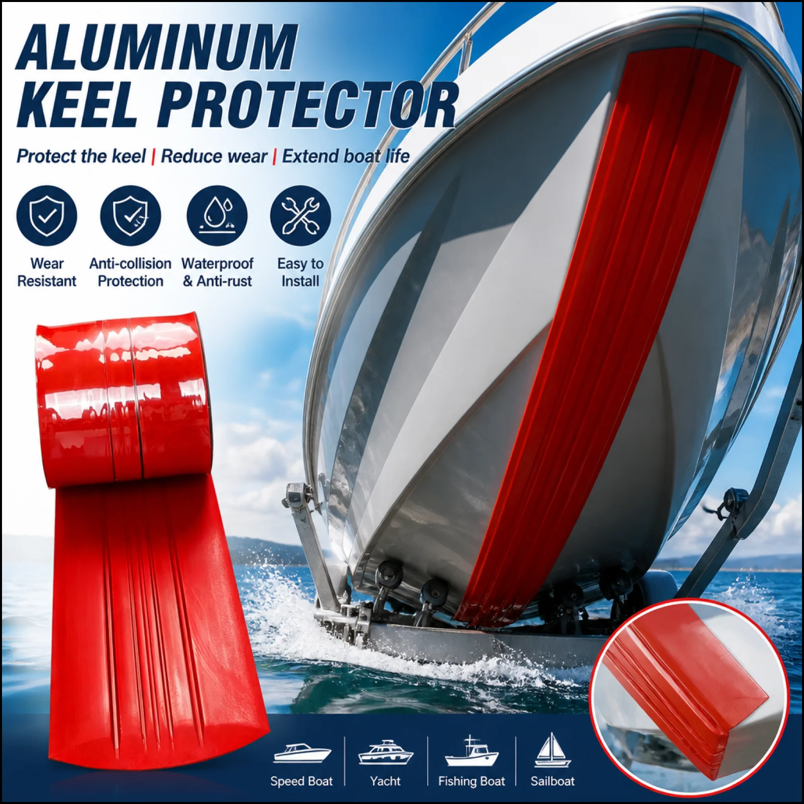 TPE Keel Guard Hull Protector Easy Installation Device Essential Boat Protection Accessory for Fishing Boats