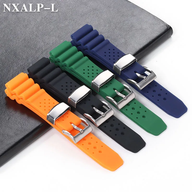 20mm 22mm Silicone Watch Band for Seiko SKX007 SKX009 Diving 007 Abalone Canned Watchband Men\'s Sports Strap Universal Bracelet